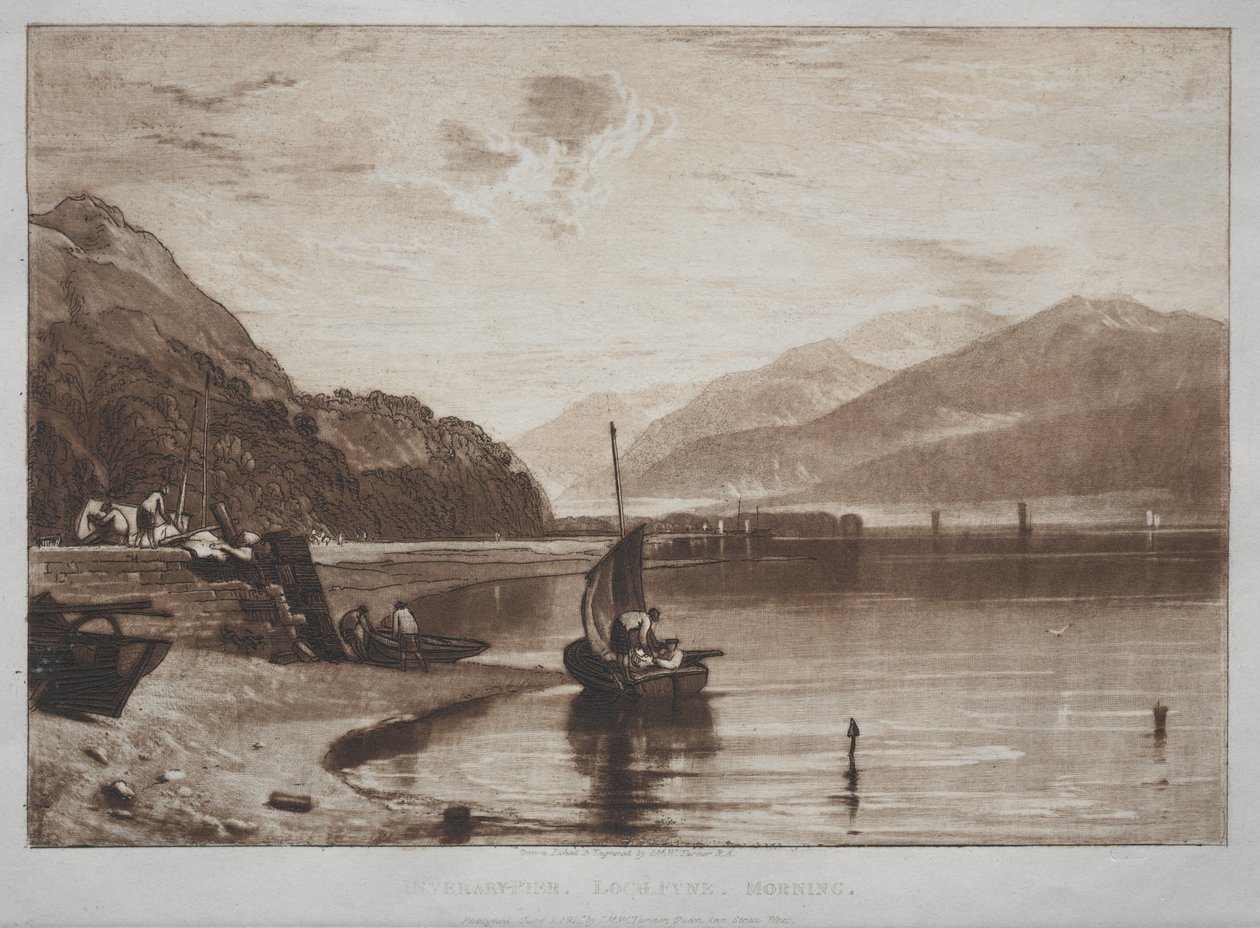 Liber Studiorum: Molo w Inverary, Lock Fyne, poranek autorstwa Joseph Mallord William Turner