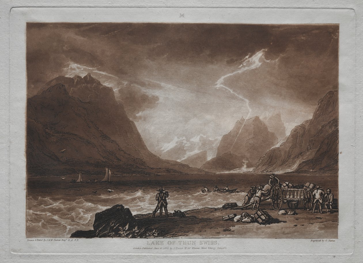 Liber Studiorum: Jezioro Thun, Szwajcaria autorstwa Joseph Mallord William Turner