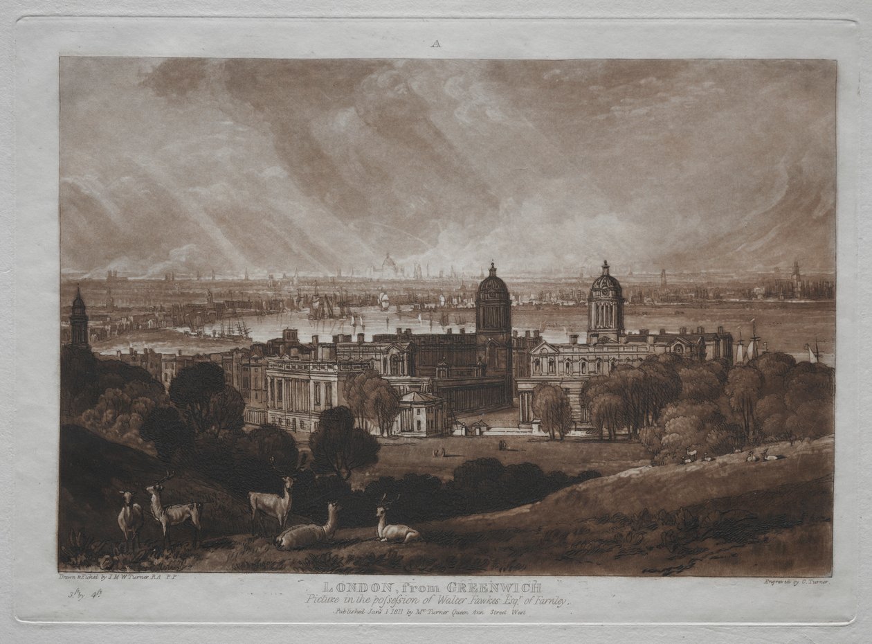 Liber Studiorum: Londyn z Greenwich. autorstwa Joseph Mallord William Turner