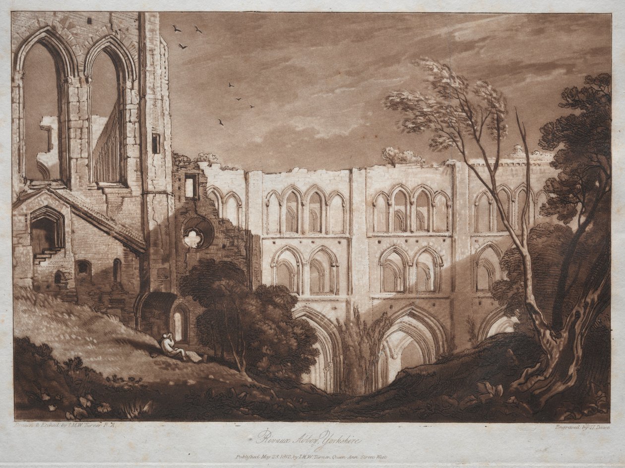 Liber Studiorum: Opactwo Rivals, Yorkshire autorstwa Joseph Mallord William Turner