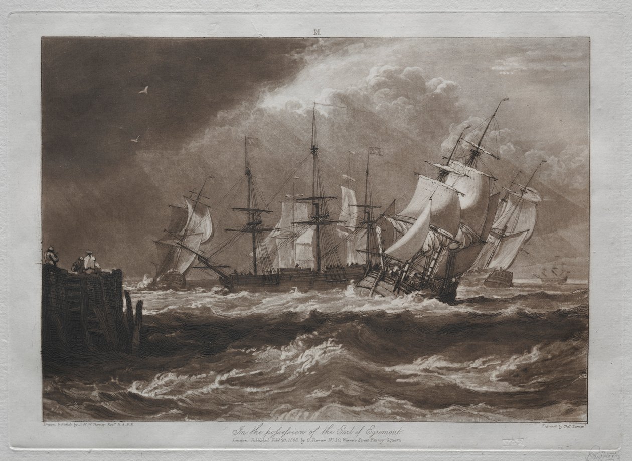 Liber Studiorum: Statki na wietrze. autorstwa Joseph Mallord William Turner