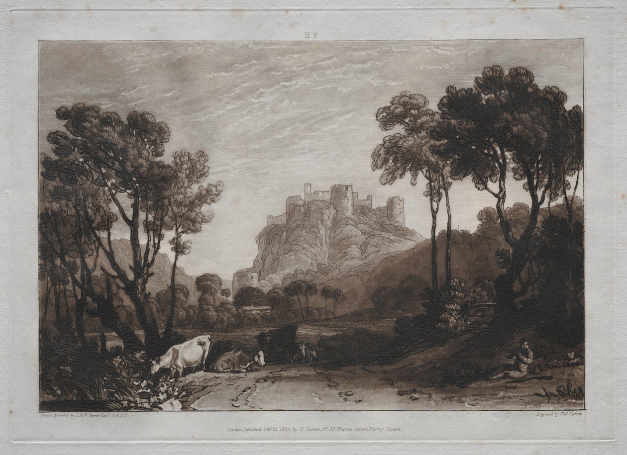 Liber Studiorum: Zamek nad łąkami. autorstwa Joseph Mallord William Turner
