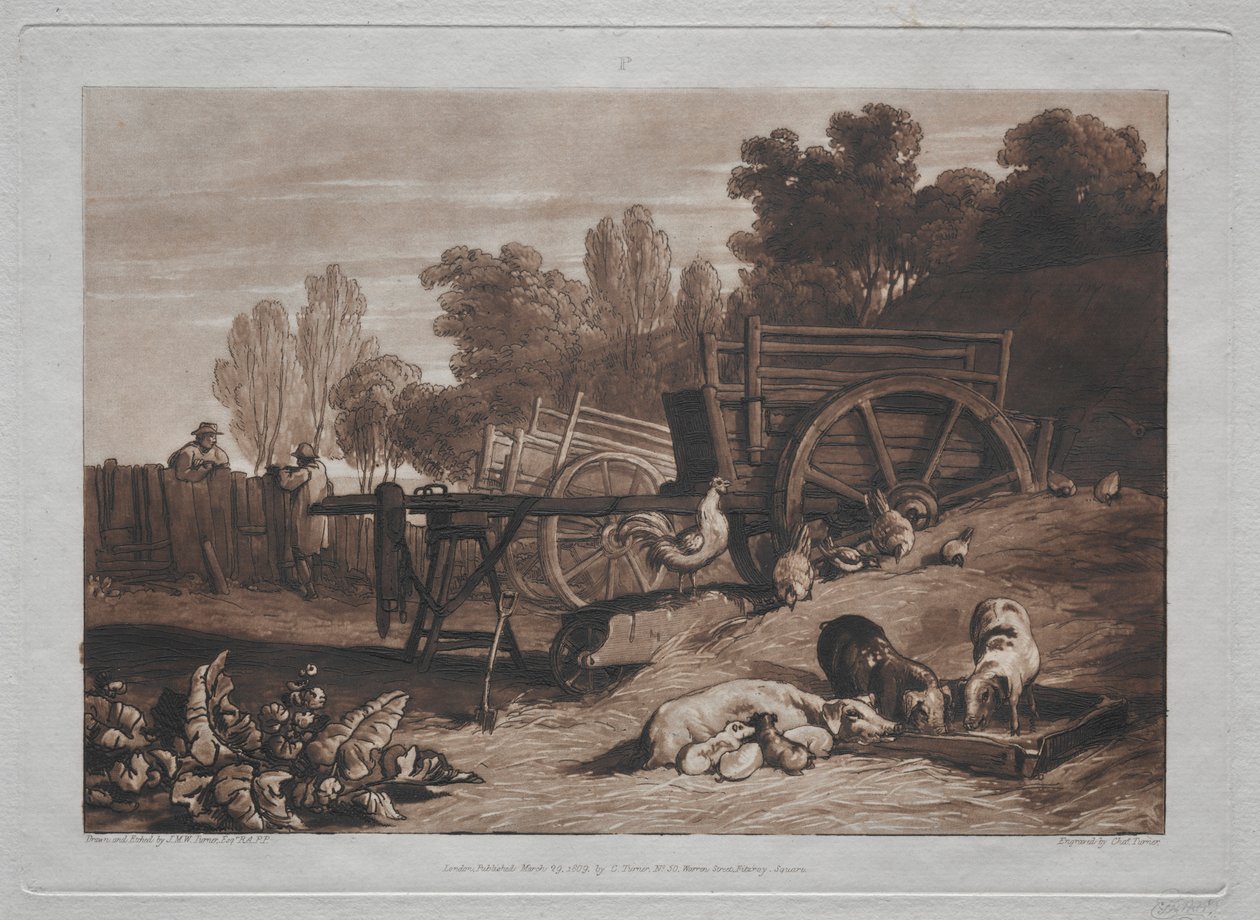 Liber Studiorum: Podwórko z kogutem autorstwa Joseph Mallord William Turner
