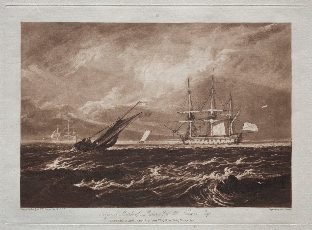 Liber Studiorum: Lider Sea-piece. autorstwa Joseph Mallord William Turner