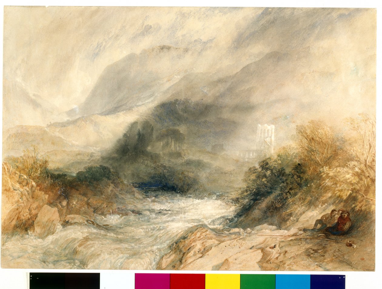 Opactwo Llanthony, Monmouthshire (akwarela nad ołówkiem na białym papierze) autorstwa Joseph Mallord William Turner
