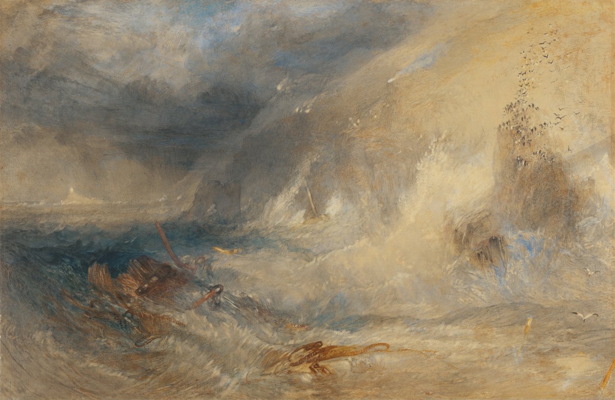 Latarnia morska Longships, Lands End, ok. 1834-35 (akwarela i gwasz) autorstwa Joseph Mallord William Turner
