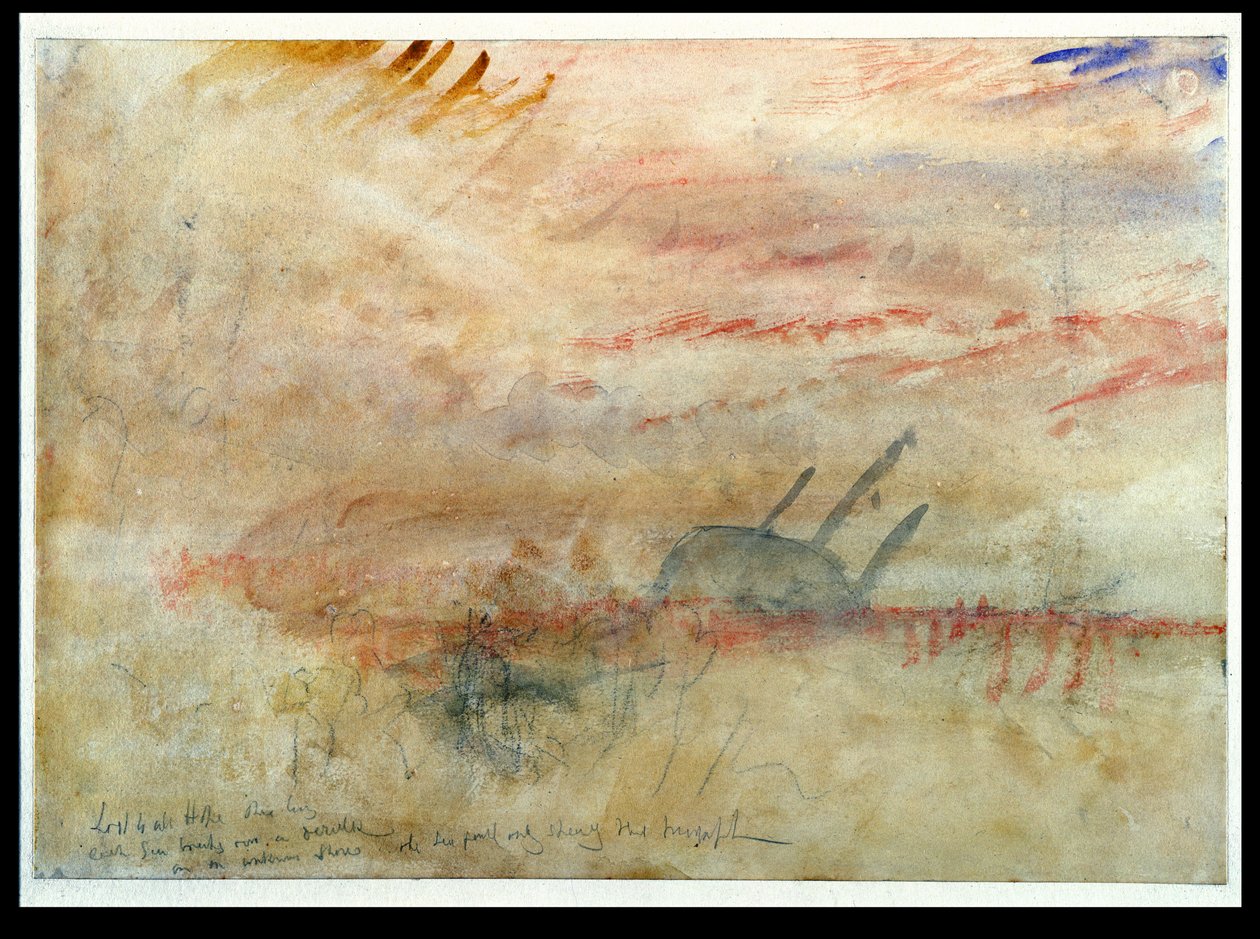 Lost to All Hope The Brig, ok. 1845-50 (wc i grafit na papierze tkanym) autorstwa Joseph Mallord William Turner