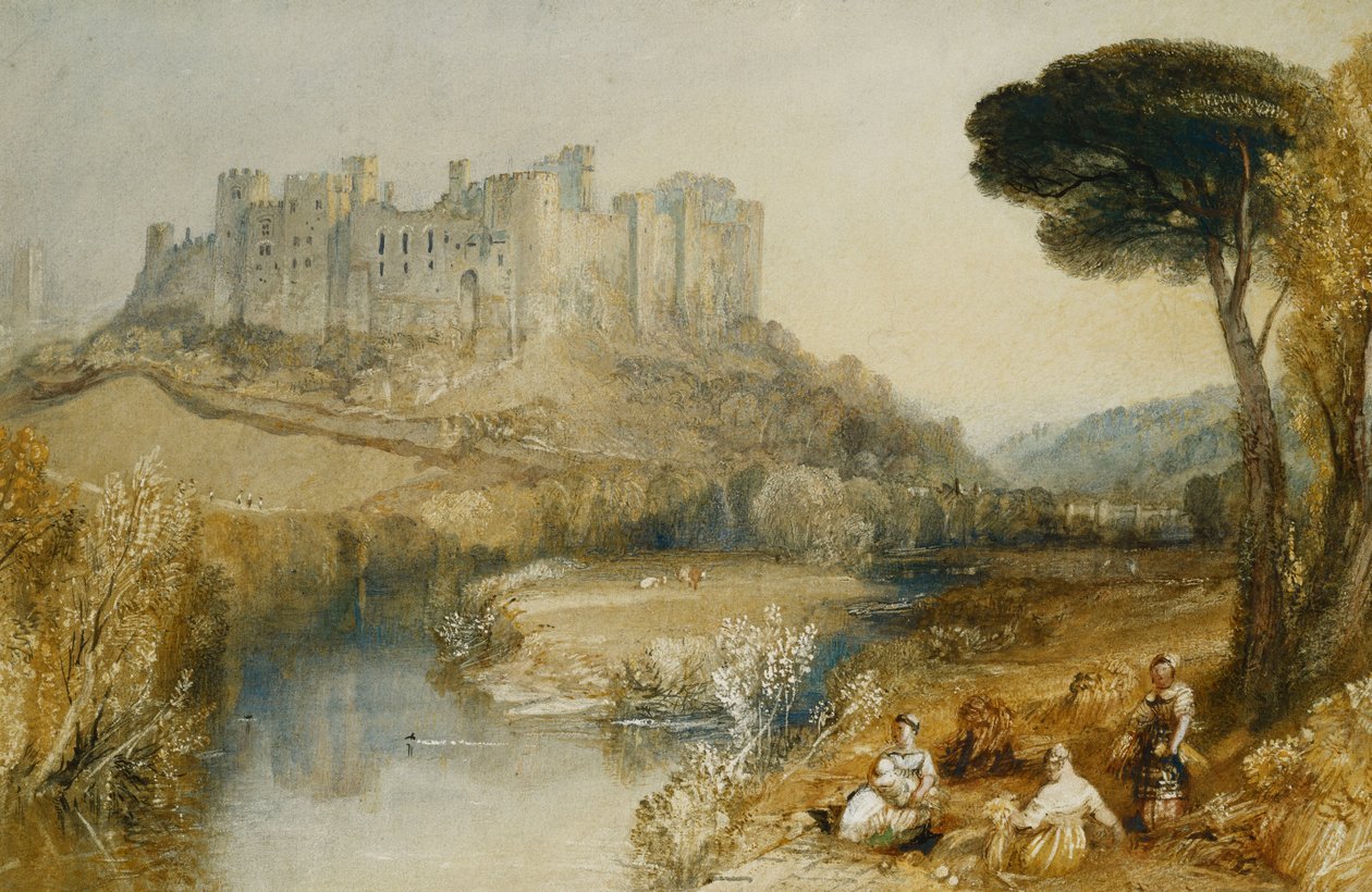 Zamek Ludlow (ołówek i akwarela wzmocnione drapaniem i gumą arabską na papierze) autorstwa Joseph Mallord William Turner