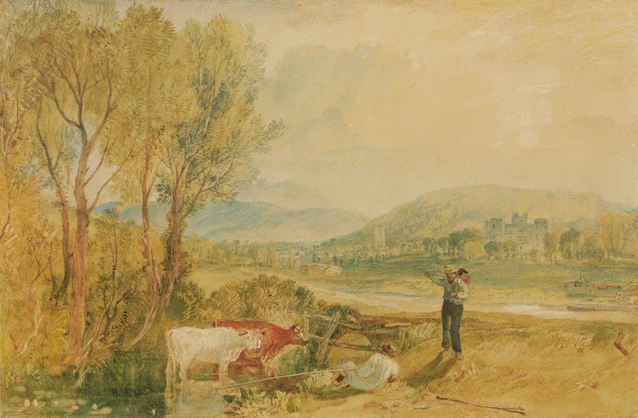 Zamek Lulworth, Dorset, ok. 1820 (akwarela z wydrapaniem na papierze tkanym) autorstwa Joseph Mallord William Turner