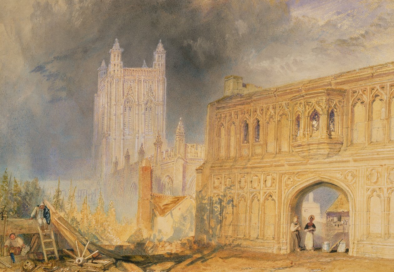 Opactwo i brama Malvern, Worcestershire, ok. 1830 r. (akwarela na papierze) autorstwa Joseph Mallord William Turner