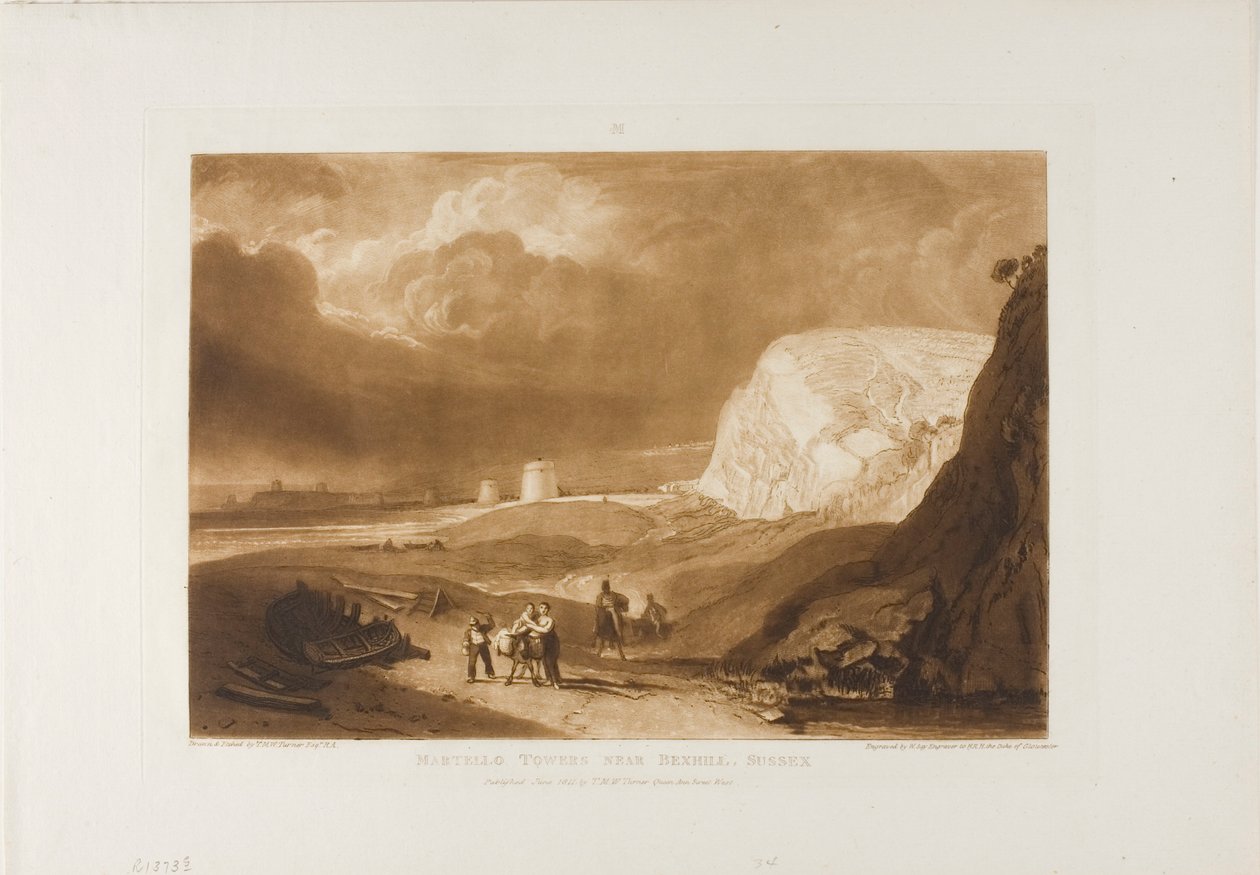 Martello Towers w pobliżu Bexhill, Sussex autorstwa Joseph Mallord William Turner