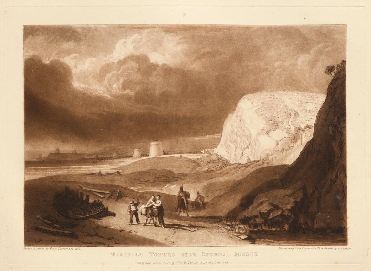 Wieże Martello w pobliżu Bexhill, Sussex autorstwa Joseph Mallord William Turner