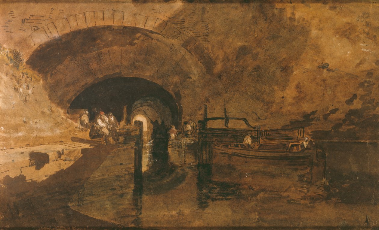 Mężczyźni i barki przy wejściu do tunelu autorstwa Joseph Mallord William Turner