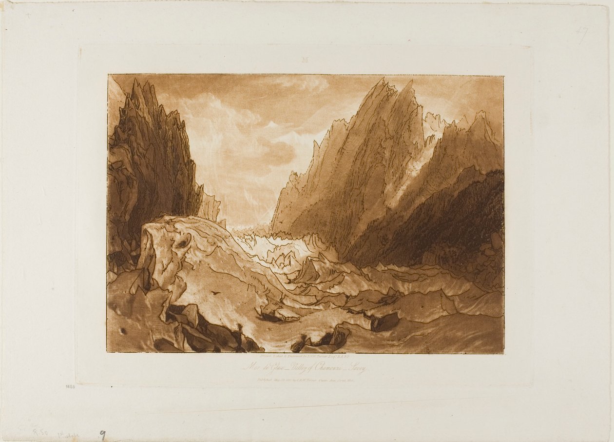 Mer de Glace, tablica 50 z Księgi Studiów autorstwa Joseph Mallord William Turner