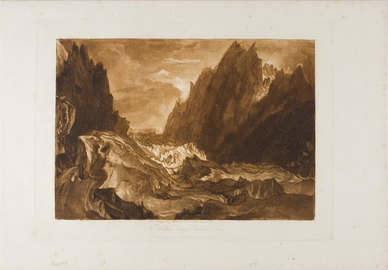 Mer de Glace, tablica 50 z Księgi Studiów autorstwa Joseph Mallord William Turner