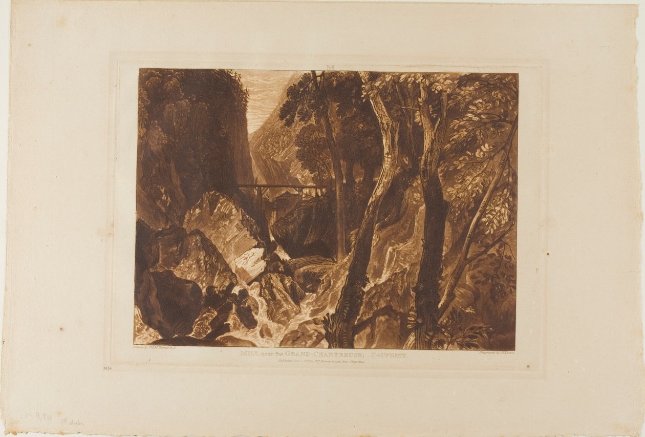 Młyn w pobliżu Grand Chartreuse, tablica 54 z Liber Studiorum autorstwa Joseph Mallord William Turner
