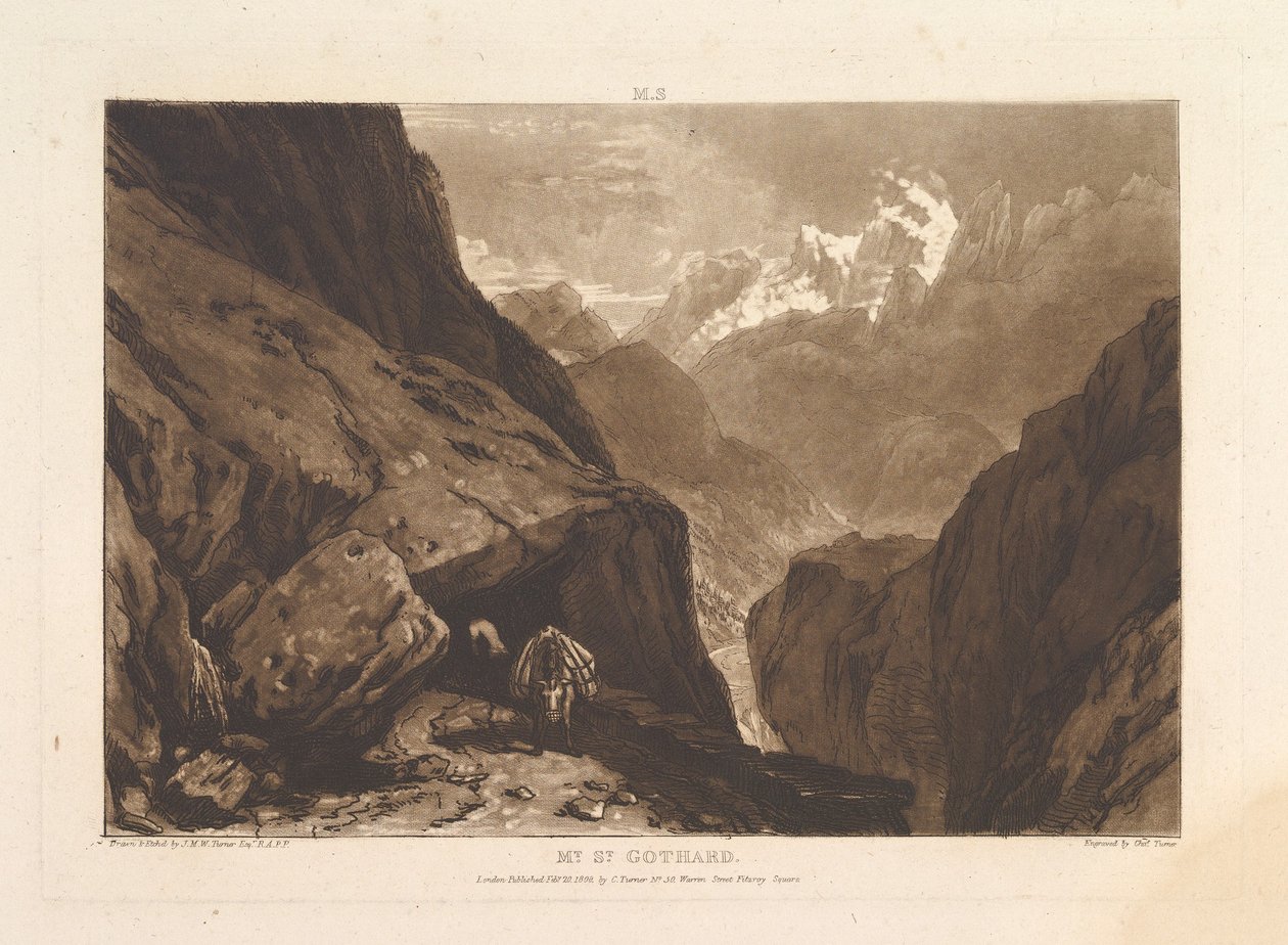Mt. św. Gothard Liber Studiorum, cz. II, tablica 9, 20 lutego 1808 autorstwa Joseph Mallord William Turner