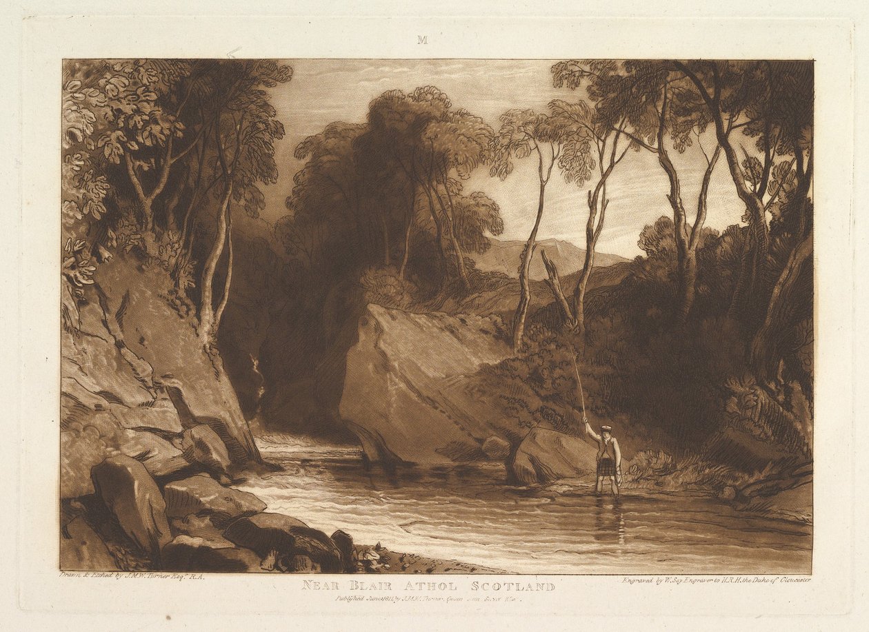 W pobliżu Blair Athol, Szkocja Liber Studiorum, cz. VI, tablica 30, 1 czerwca 1811. autorstwa Joseph Mallord William Turner
