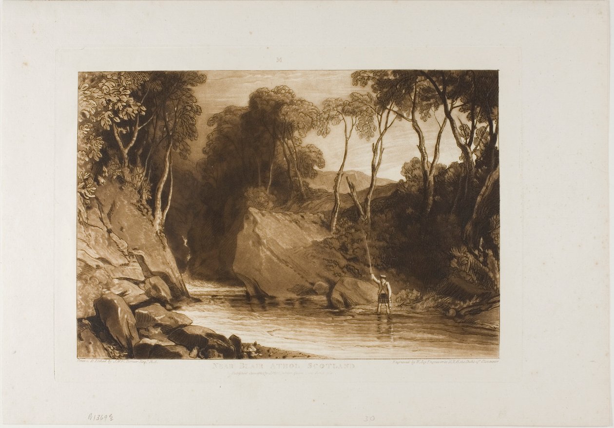 Niedaleko Blair Athol, tablica 30 z Liber Studiorum autorstwa Joseph Mallord William Turner