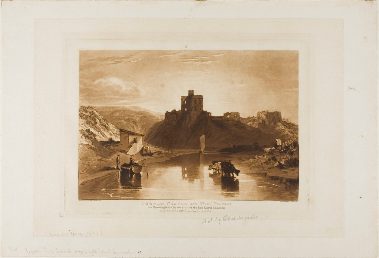 Zamek Norham, tablica 57 z Księgi Studiów autorstwa Joseph Mallord William Turner