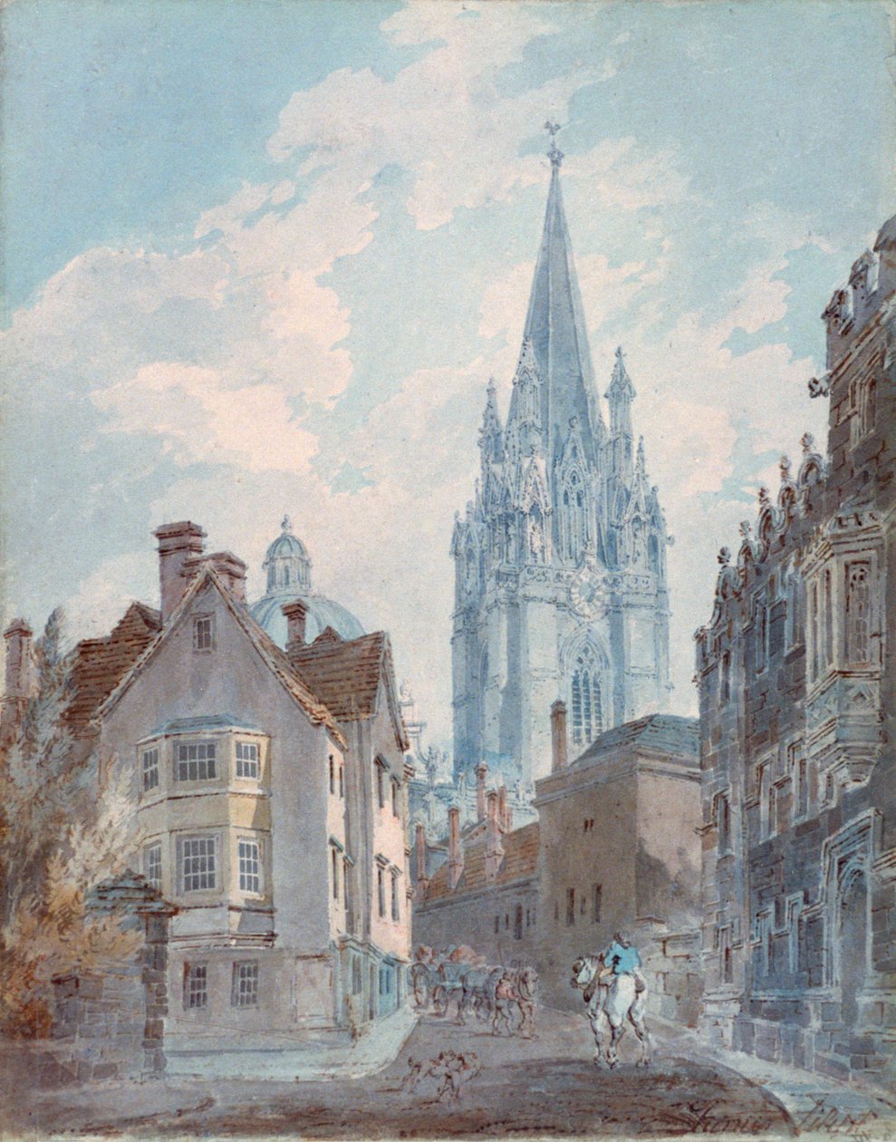 Oksford: St Marys z Oriel Lane, 1792-1793 autorstwa Joseph Mallord William Turner