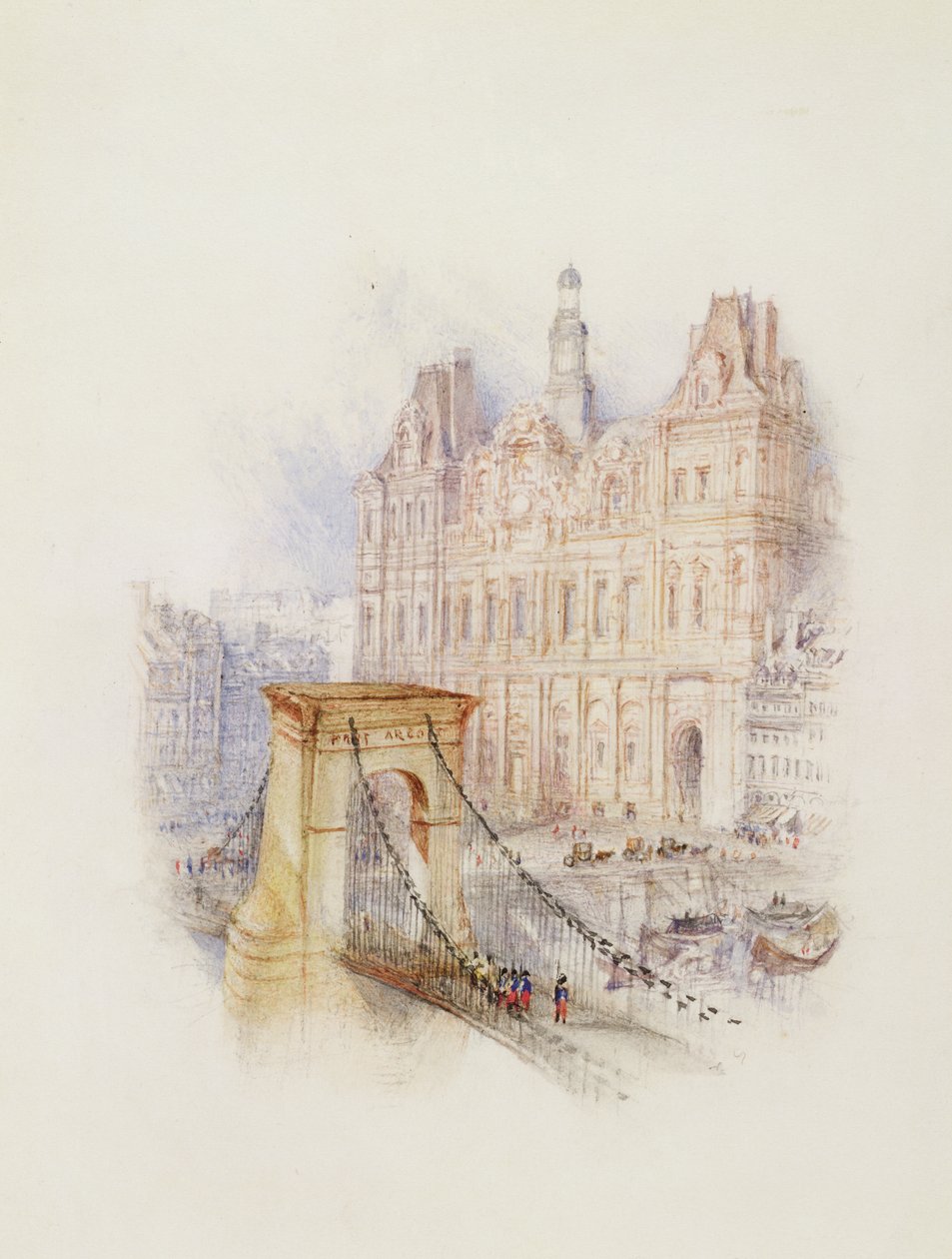 Paryż: Hotel de Ville (akwarela, pióro i czerwony tusz na białym tkanym papierze) autorstwa Joseph Mallord William Turner