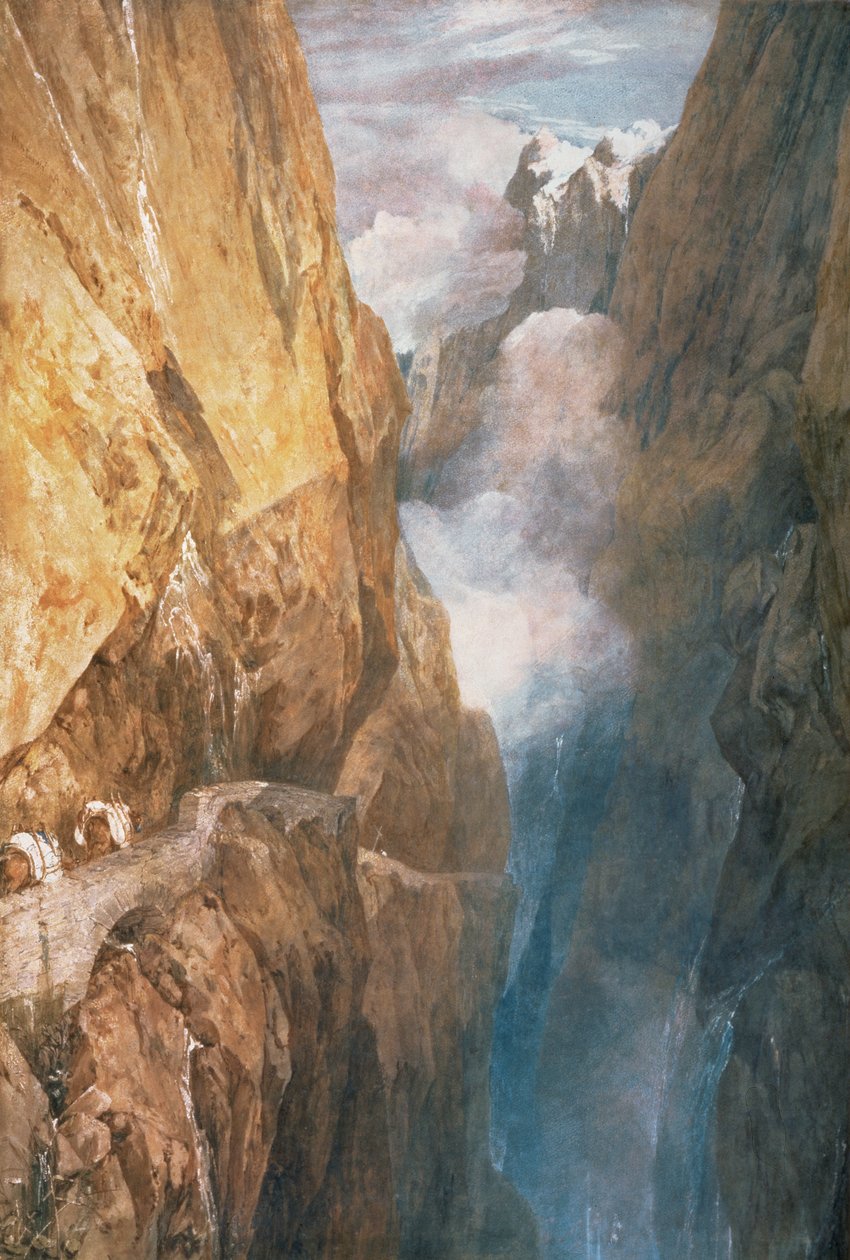 Przejście Mount St. Gotthard od Devils Bridge, 1804 (wc na papierze) autorstwa Joseph Mallord William Turner