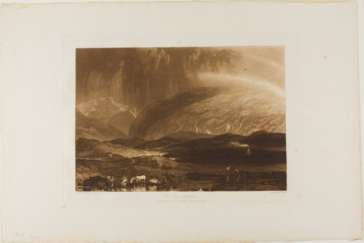 Torfowisko, Szkocja, tablica 45 z Księgi Studiów autorstwa Joseph Mallord William Turner