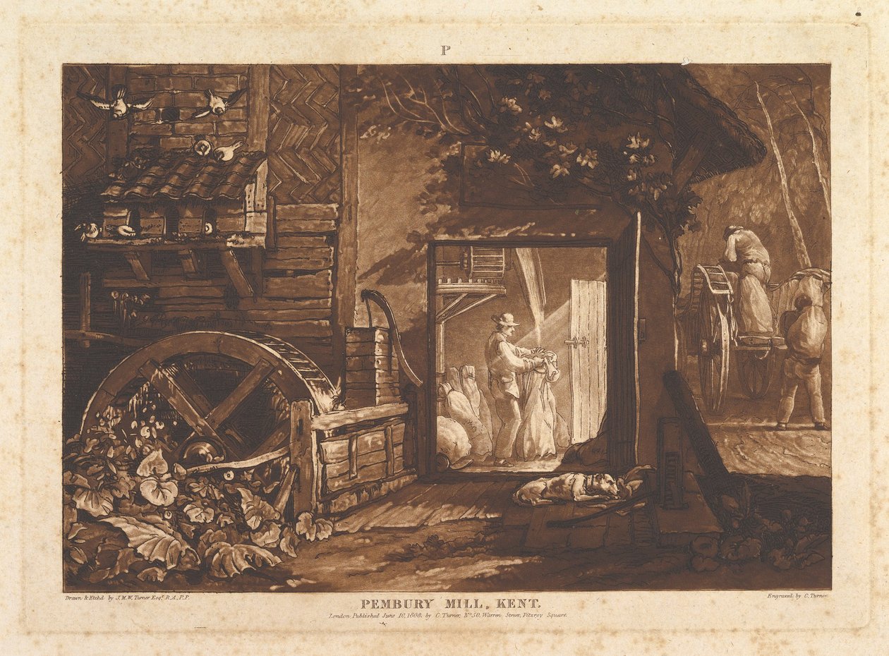 Pembury Mill, Kent Book of Studies, cz. III, tablica 12, 10 czerwca 1808 r. autorstwa Joseph Mallord William Turner