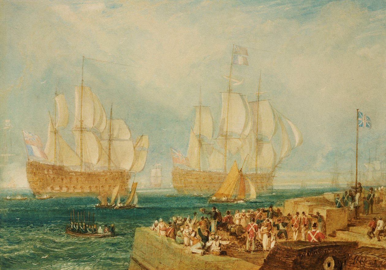 Port Plymouth: Holowanie we francuskich nagrodach autorstwa Joseph Mallord William Turner