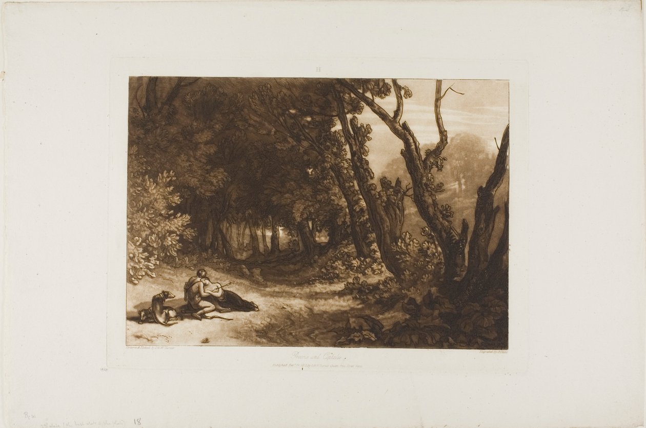 Prokrys i Cefalus, tablica 41 z Księgi Studiów autorstwa Joseph Mallord William Turner
