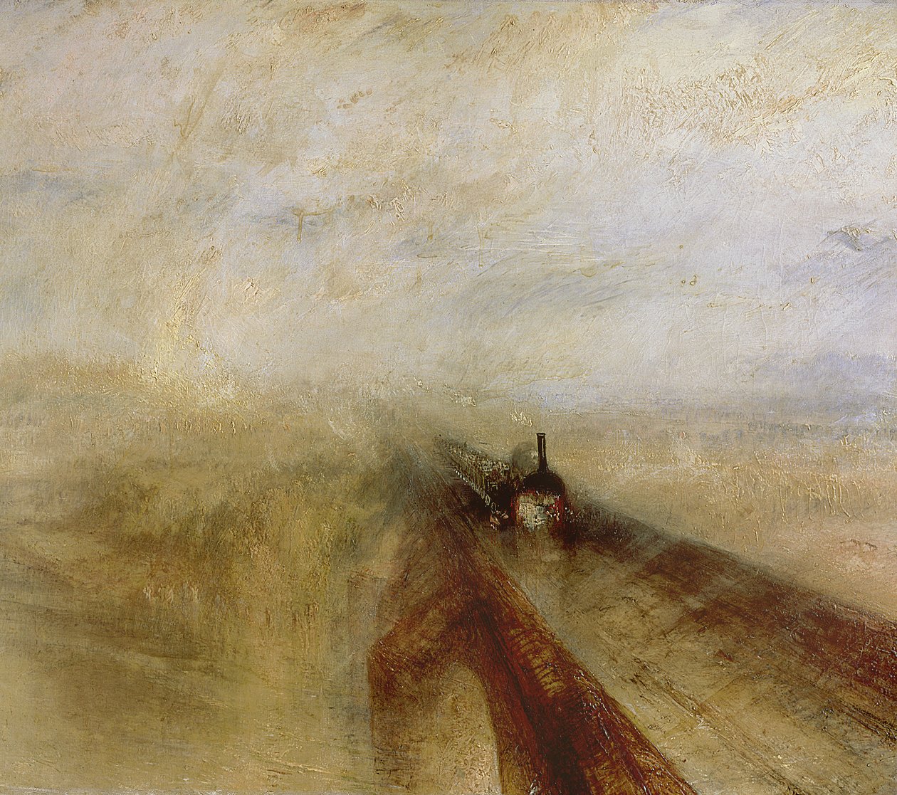 Deszcz Steam and Speed, Great Western Railway, malowany przed 1844 autorstwa Joseph Mallord William Turner