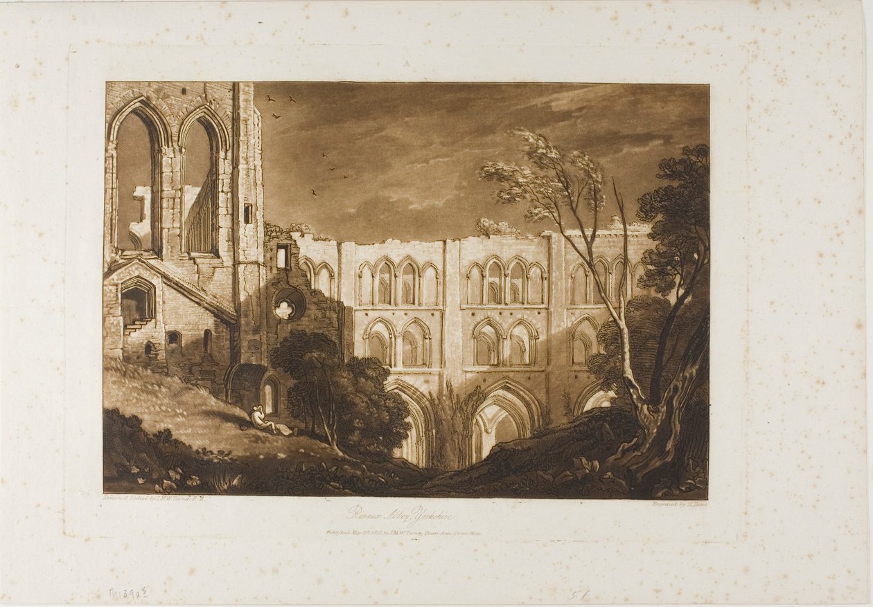 Opactwo Rivaux, tablica 51 z Liber Studiorum autorstwa Joseph Mallord William Turner