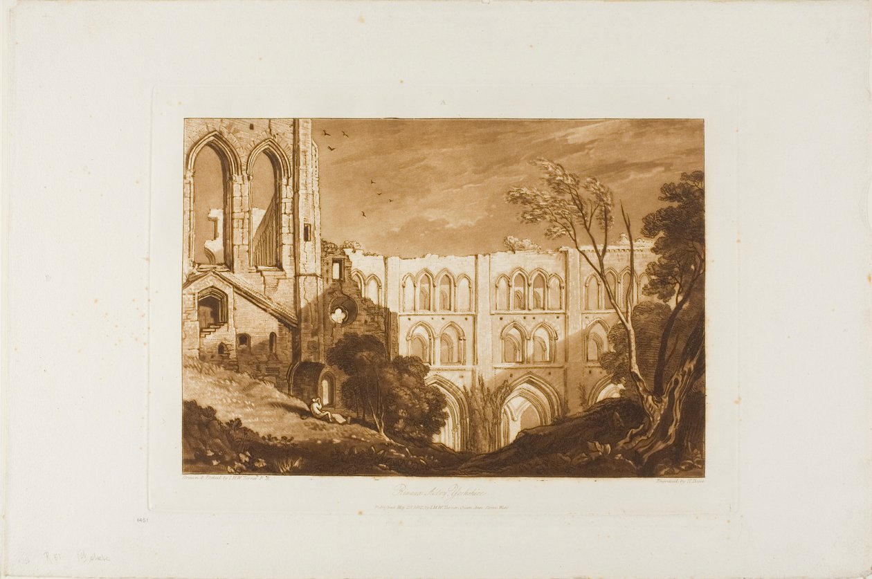 Opactwo Rivaux, tablica 51 z Liber Studiorum autorstwa Joseph Mallord William Turner