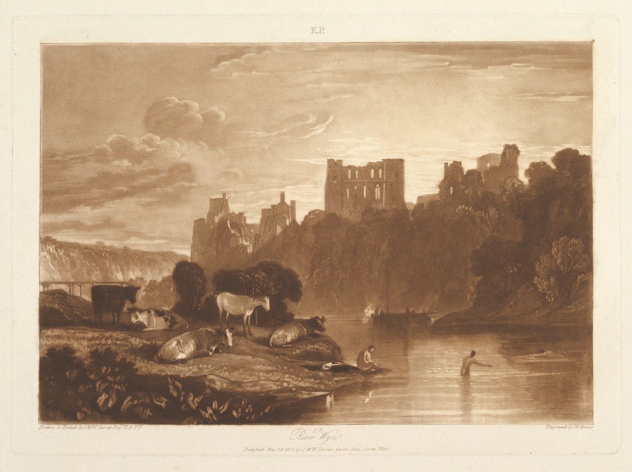 River Wye Liber Studiorum, część X, tablica 48, 23 maja 1812 r. autorstwa Joseph Mallord William Turner