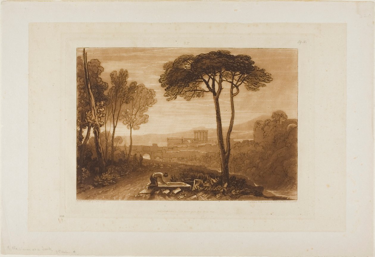 Scena w Kampanii, tablica 38 z Księgi Studiów autorstwa Joseph Mallord William Turner