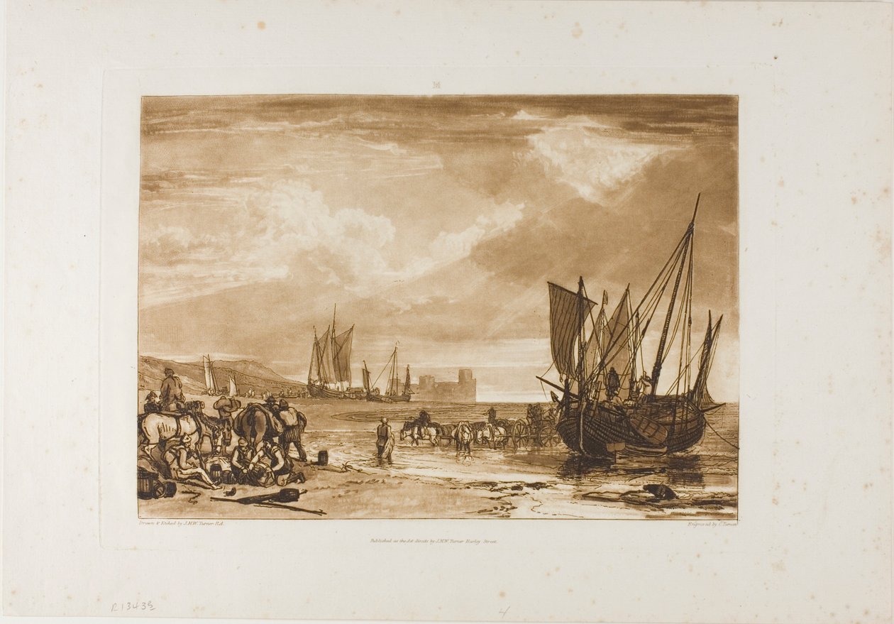 Scena na wybrzeżu francuskim, płyta 4 z Liber Studiorum autorstwa Joseph Mallord William Turner