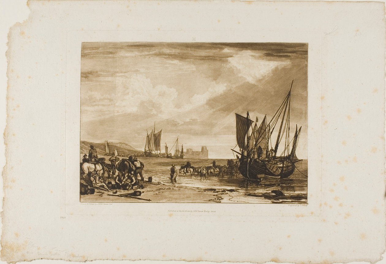 Scena na wybrzeżu francuskim, płyta 4 z Liber Studiorum autorstwa Joseph Mallord William Turner