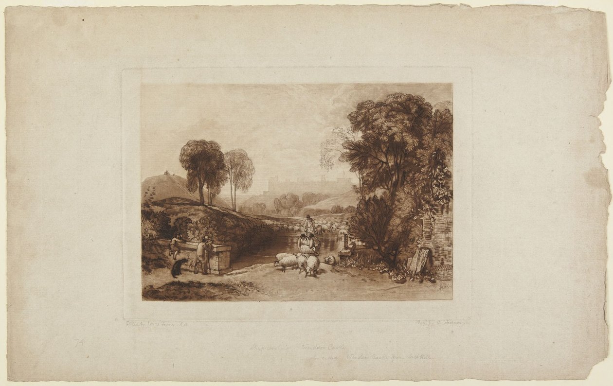 Mycie owiec, zamek Windsor (z „Liber Studiorum”) autorstwa Joseph Mallord William Turner