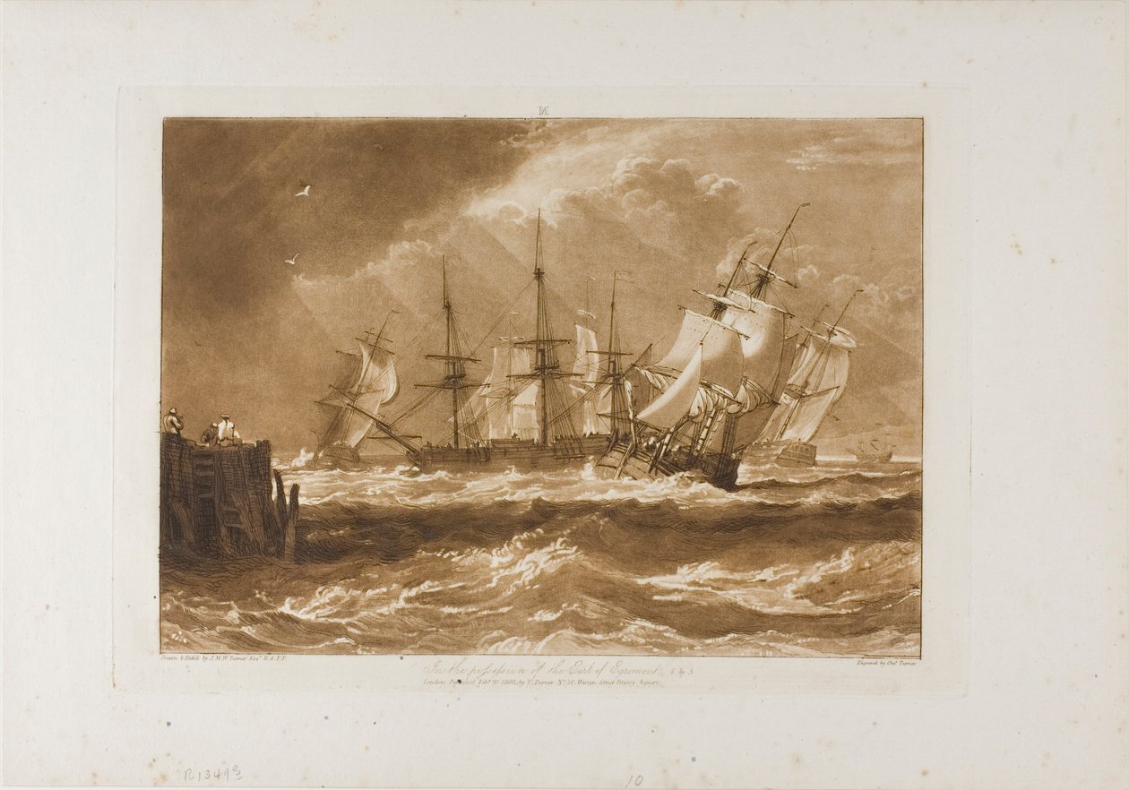 Statki na wietrze, płyta 10 z Liber Studiorum autorstwa Joseph Mallord William Turner