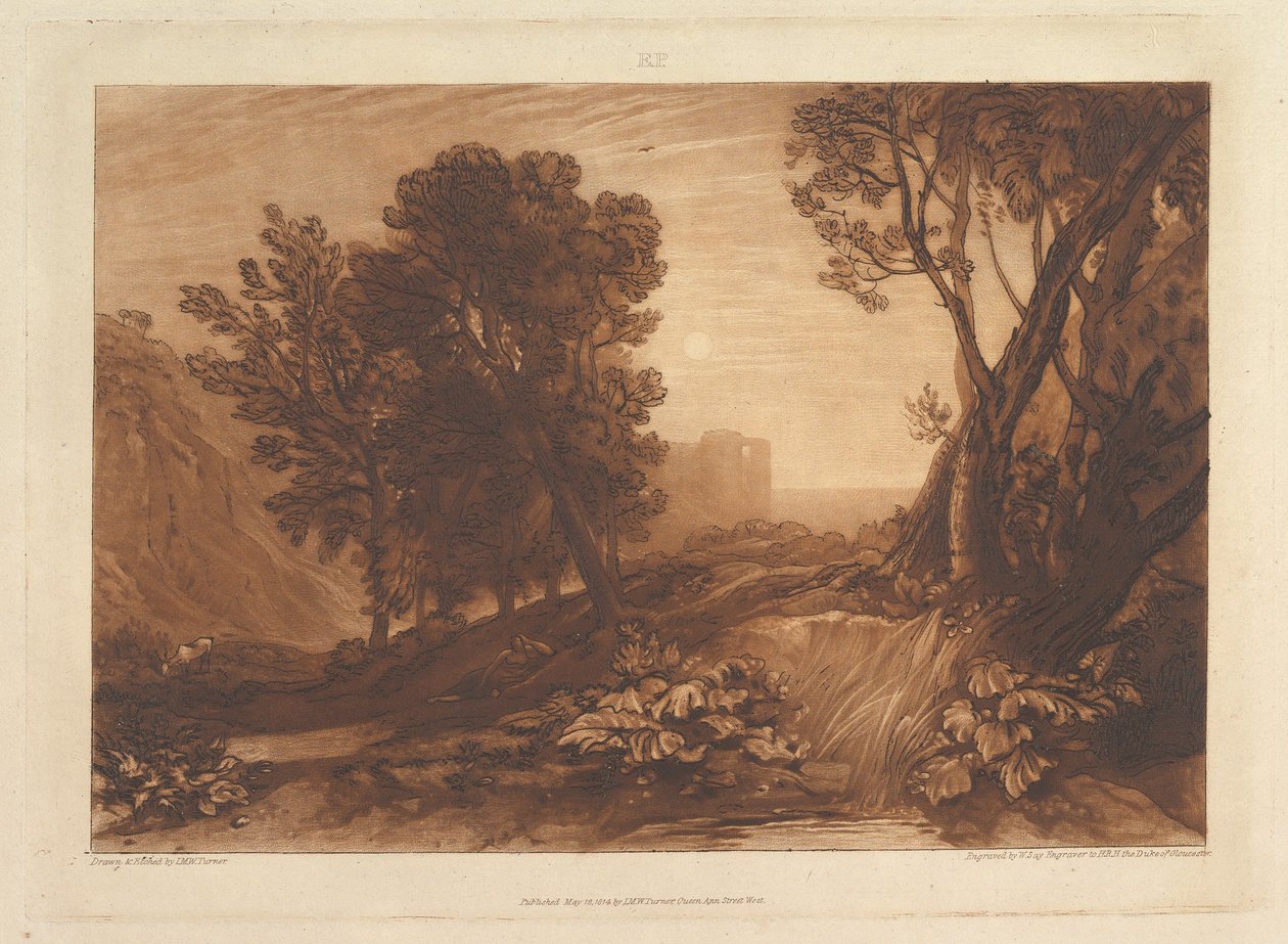 Samotność, czyli czytanie Magdalen Liber Studiorum, cz. XI, tabl. 53, 12 maja 1814 r. autorstwa Joseph Mallord William Turner