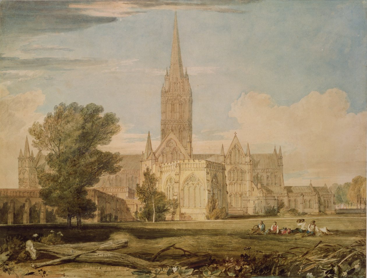 Widok południowy katedry w Salisbury, 1797-98 autorstwa Joseph Mallord William Turner