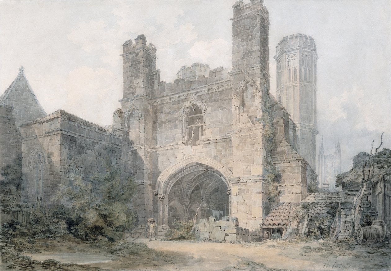 Brama św. Augustyna, Canterbury, ok. 1797 (z ołówkiem na papierze tkanym) autorstwa Joseph Mallord William Turner