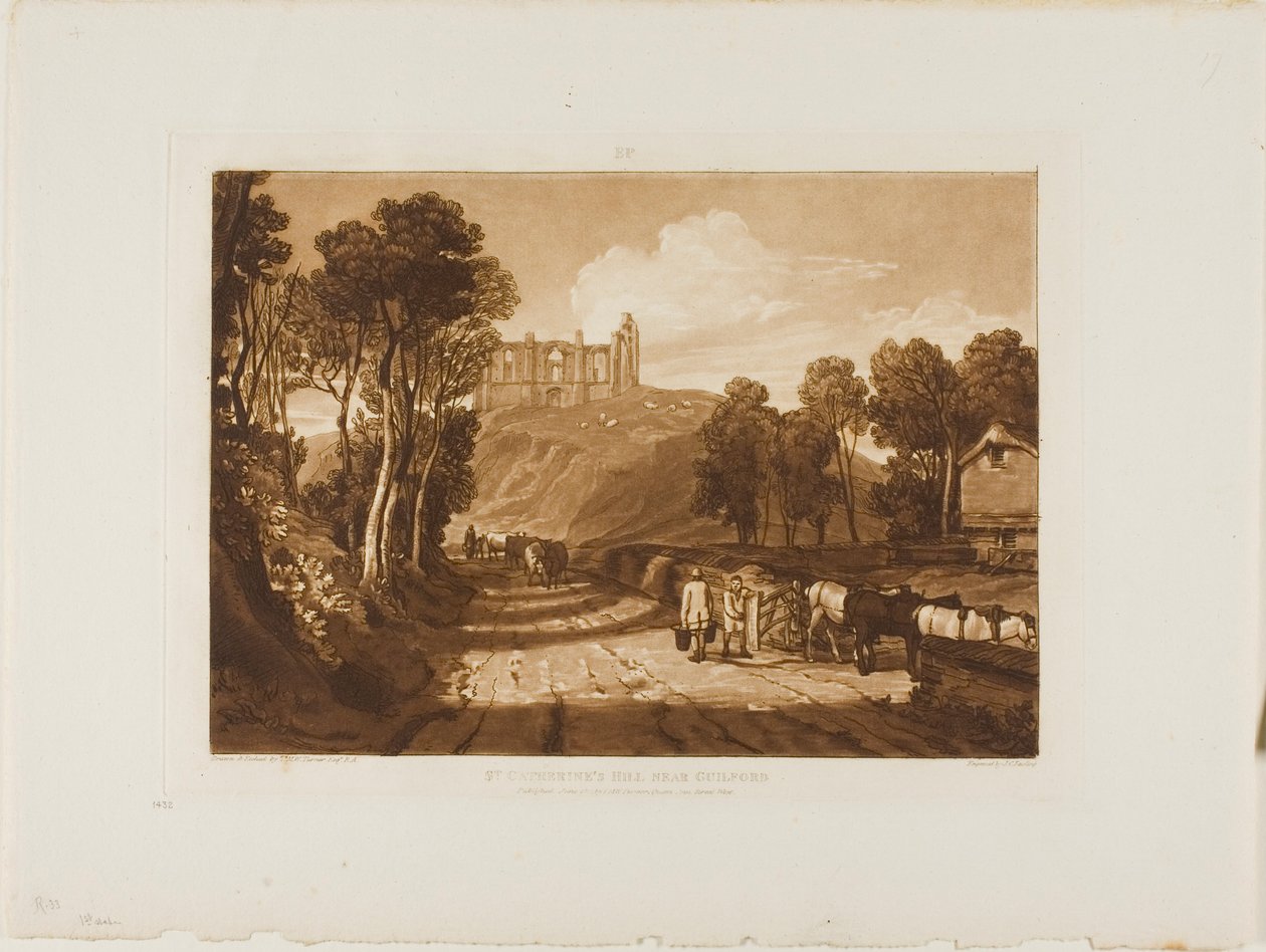 Wzgórze Świętej Katarzyny w pobliżu Guilford, płyta 33 z Liber Studiorum autorstwa Joseph Mallord William Turner