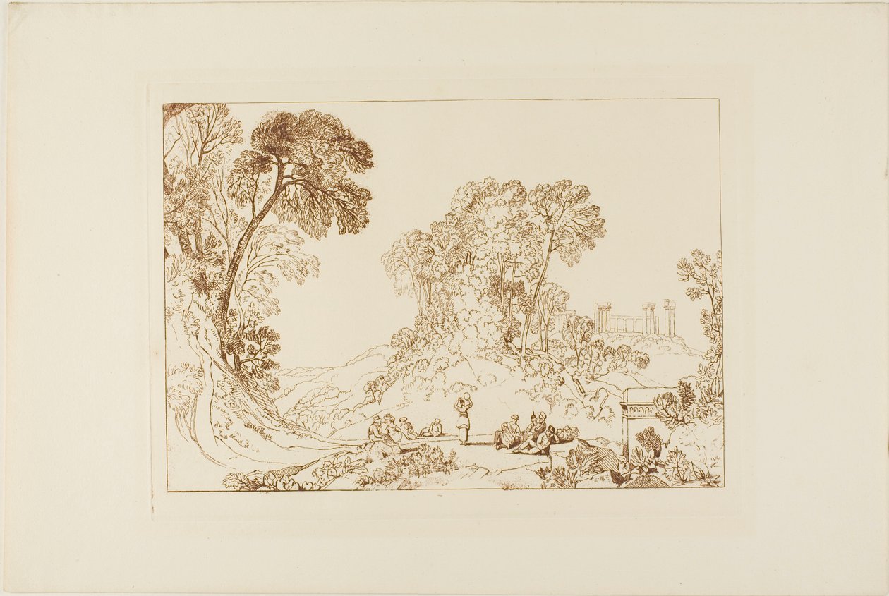 Świątynia Jowisza na wyspie Egina, płyta 77 z Liber Studiorum autorstwa Joseph Mallord William Turner