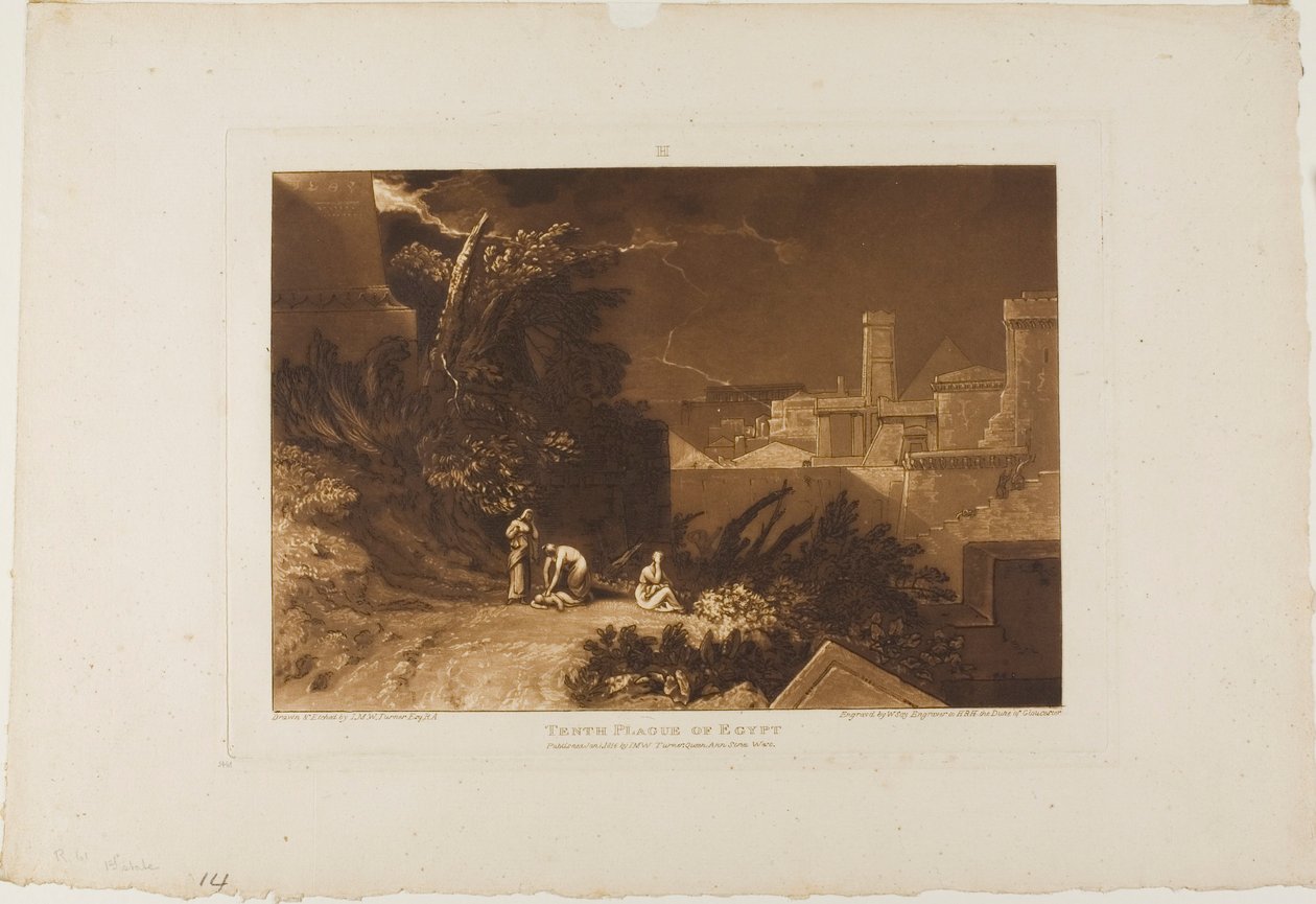 Dziesiąta Plaga Egipska, tablica 61 z Liber Studiorum autorstwa Joseph Mallord William Turner
