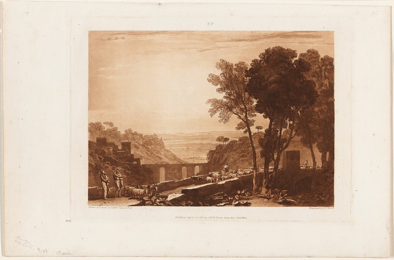 Most i Kozy, tablica 43 z Liber Studiorum autorstwa Joseph Mallord William Turner