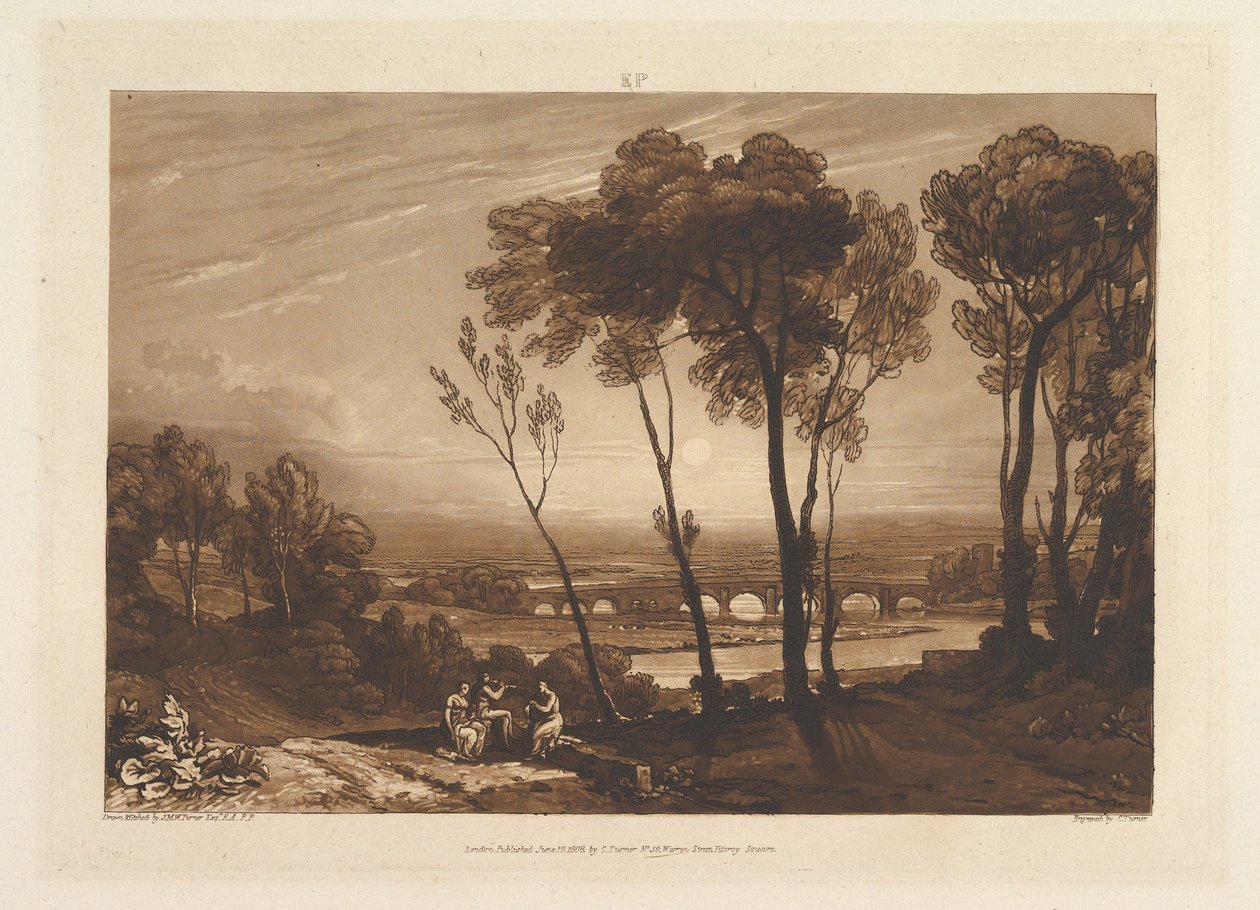 Most na Bliskim Odległości Liber Studiorum, cz. III, płyta 13, 10 czerwca 1808 r. autorstwa Joseph Mallord William Turner