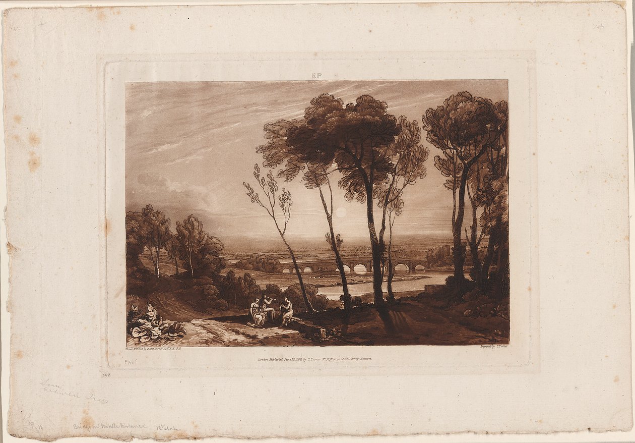 Most na Bliskim Oddaleniu, tablica 13 z Liber Studiorum autorstwa Joseph Mallord William Turner