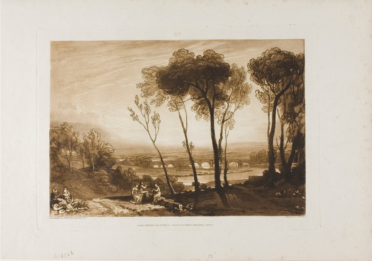 Most na Bliskim Oddaleniu, tablica 13 z Liber Studiorum autorstwa Joseph Mallord William Turner